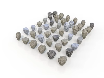Assorted Natural Stones With Various Colors And Different Shapes For Decoration 3d model