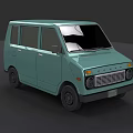 Teal Classic Van With Retro Front Grille Headlights And Sleek Body Design