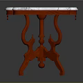Vintage Decorative Table With White Marble Top And Red Carved Wooden Base