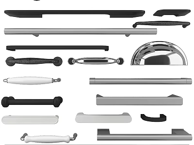 Various Handles with Different Designs and Materials for Home Furniture 3d model