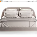 Modern Double Bed With Light Gray Bedding Multiple Pillows And Bedside Tables 3d model