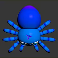 Cute Blue Cartoon Octopus With Big Eyes Pink Cheeks Purple Tentacle Tips And Shiny Surface