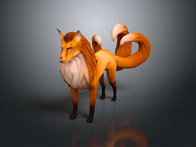 3D Orange Fox Character Model for Game and Movie Projects with Fluffy Tail 3d model