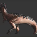 Reddish Brown T-Rex Dinosaur Model Standing With Black Stripes And Reflection On Dark Background 3d model