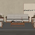 Quiet New Chinese Sofa Tea Table 3d model