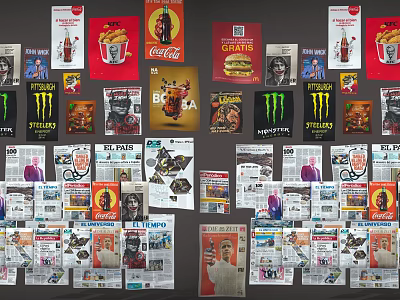 Colorful Mixed Brand Decorative Poster Set for Home Wall Art Decoration 3d model