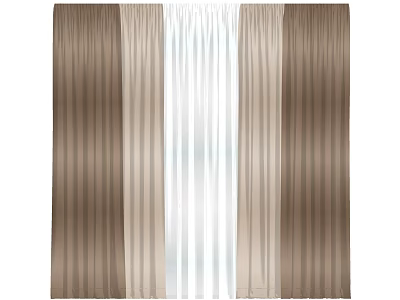 Elegant Brown And White Textured Curtains For Modern Home Window Decoration 3d model