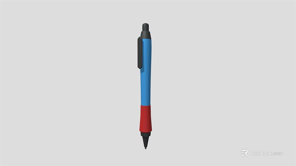 3D Model Pen With Blue Red And Black Color Design And Clip 3d model 