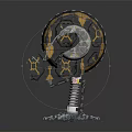 Armored Black And Yellow Mechanical Creature With Spring Legs And Clawed Metal Base