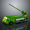 Green Camouflage Military Tank With Long Cannon And Tracked Chassis Design Structure