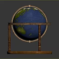 Decorative Globe Ornament Decoration Set With Wooden Base And Metal Rings