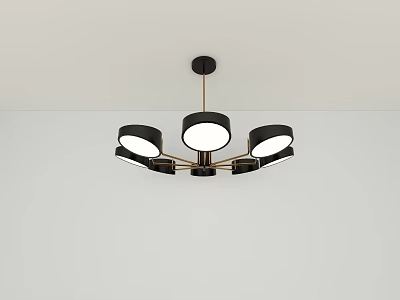 Modern Black Gold Chandelier With Multiple Round Lights For Interior Decoration Design 3d model