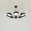Modern Black Gold Chandelier With Multiple Round Lights For Interior Decoration Design 3d model