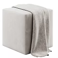 Square Gray Ottoman with Soft Woven Blanket for Modern Living Room Decor