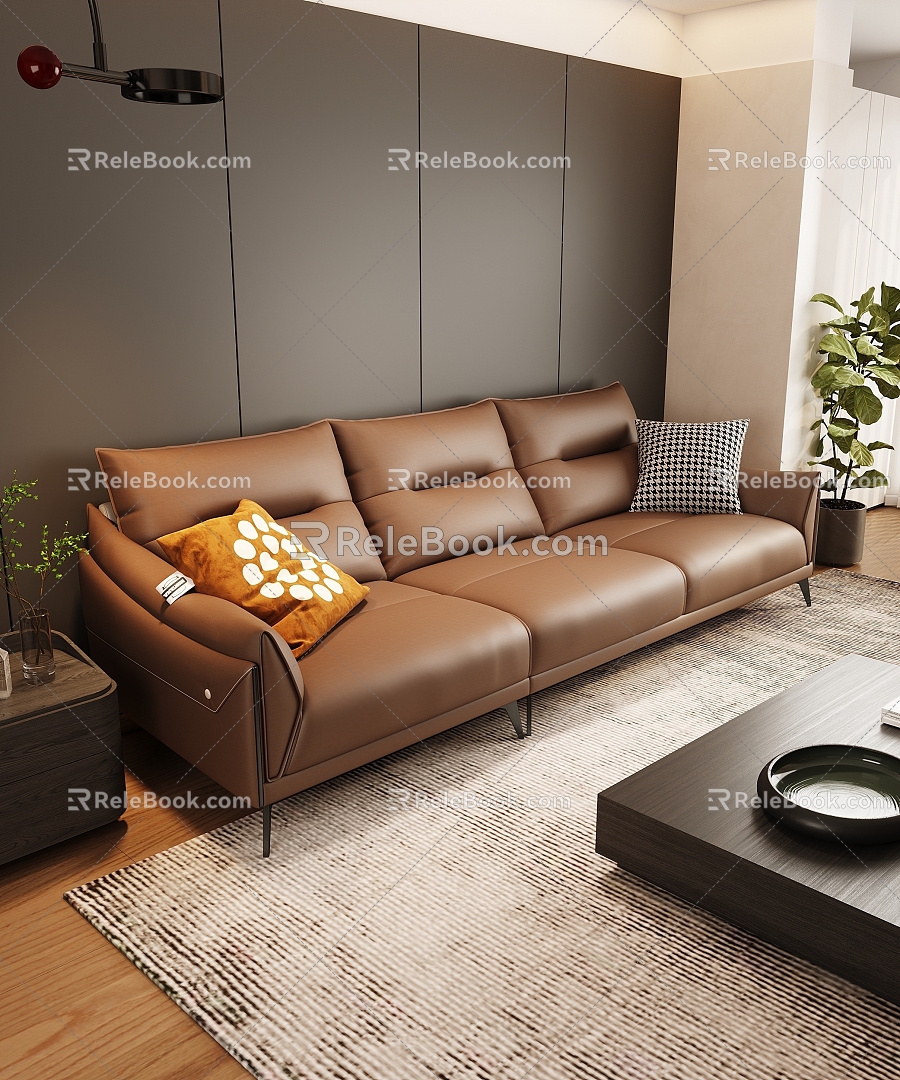 Modern Retro Business Three-seat Sofa Business Three-seat Sofa 3d model