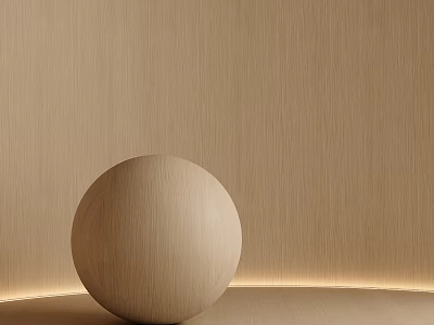 Light Wood Sphere On Matching Texture Surface With Warm Yellow LED Strip 3d model