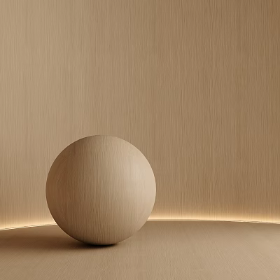 Light Wood Sphere On Matching Texture Surface With Warm Yellow LED Strip 3d model
