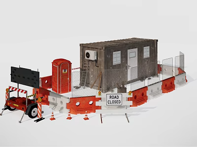 Modern barricade construction site construction cabin enclosure construction equipment 3d model