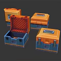 Orange And Blue Open Closed Boxes With Textured Interior Lids And Bases