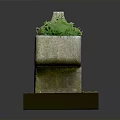 Stone Trough Planter With Green Plants On Brick Platform And Support Legs
