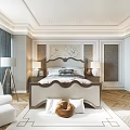 Elegant Modern Bedroom Interior With Bedside Tables Table Lamps Area Rug And Accent Chair