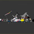 Detailed Go-Kart Chassis With Metal Frame Wheels Seat Suspension And Colorful Components