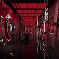 Feelstar Bar Interior With Red Black Decor Red Lighting Mirror Floor And Wall Art