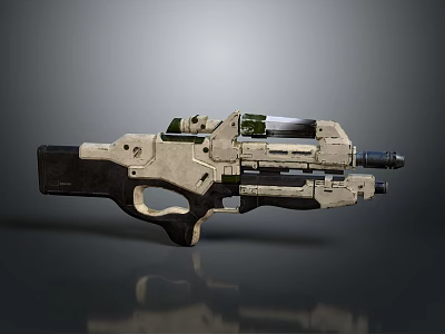 Futuristic Sci Fi Weapon With Metallic Body Green Accents And Detailed Mechanical Structure 3d model