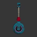 Modern Teal And Red Audio Headphones With Metallic Headband And Black Earpads