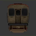 Train Model With Red Roof Brown Body Windows Doors Gray Background And Reflection