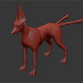 Fantasy Canine Creature Character With Large Ears Luminous Tail And Purple Blue Gradient Fur