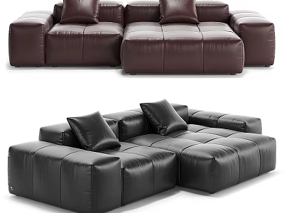 Modern Luxury Genuine Leather Three Seater Sectional Sofa For Spacious Living Room Home Furniture 3d model