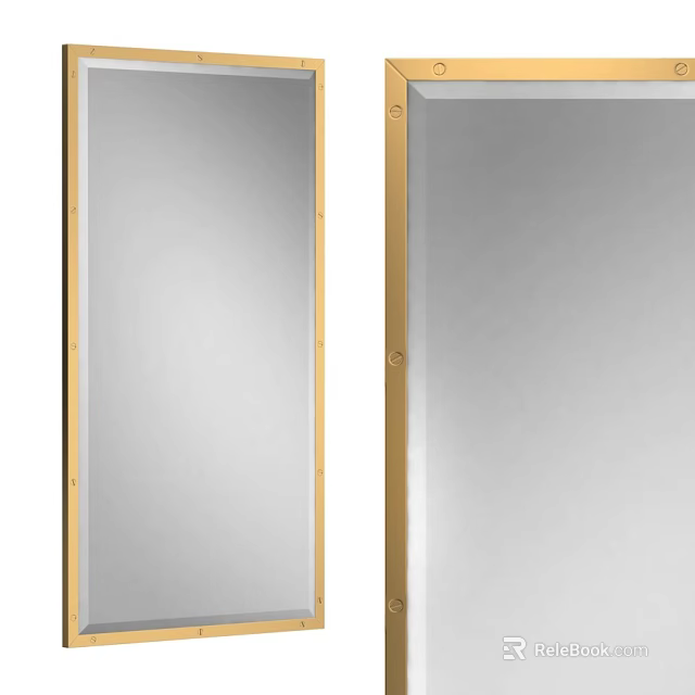 Modern Decorative Wall Mirrors With Gold Metal Frames And Sleek Design 3d model 