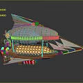 Cosmic Aerospace Spaceship Design With Balloon Like Upper Structure And Yellow Honeycomb Section