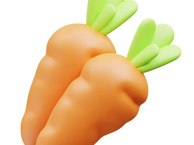 Fresh Plump Orange Carrots with Vibrant Green Leafy Tops for Healthy Eating 3d model