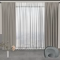 Modern Double Layer Curtains In Living Room With Sheer Panels And Neutral Decor
