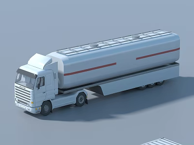 Efficient White Tanker Utility Vehicle For Liquid Transport With Red Stripes 3d model
