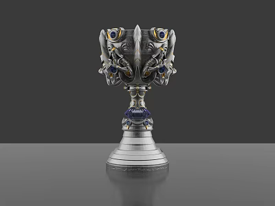 Elegant Silver Trophy With Ornate Design And Blue Gemstones On Decorative Base 3d model Elegant Silver Trophy With Ornate Design And Blue Gemstones On Decorative Base 3d model