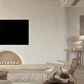Warm Modern Living and Dining Room Interior With Staircase Sofa Coffee Tables And Dining Chairs