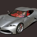 Silver Sports Car With Sleek Aerodynamic Design Transparent Roof And Red Leather Seats