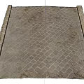 Paved Floor with Diamond Grid Pattern Stone Tiles and Weathered Texture 3d model