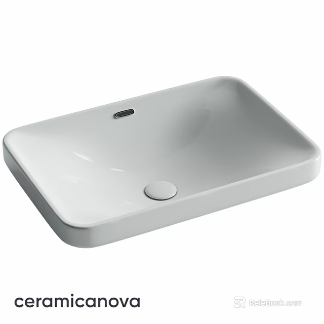 Sleek White Square Ceramic Countertop Washbasin With Smooth Surface For Bathroom 3d model 