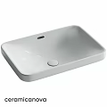 Sleek White Square Ceramic Countertop Washbasin With Smooth Surface For Bathroom