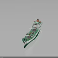 Modern Green and White Marine Transport Vessel with Deck Equipment and Storage Tanks