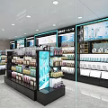 Modern Mall Store Interior With Display Shelves Products Aisle And Bright Lighting