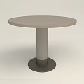 Round Dining Table with Single Pedestal Base Light Gray Smooth Surface Minimalist Design 3d model