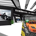 FlexShield New Material Technology Exhibition Booth with Black White Design and Vehicle 3d model