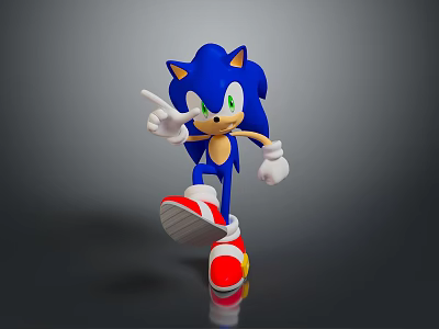 Sonic the Hedgehog Blue Hedgehog With Green Eyes White Gloves Red Shoes In Running Pose 3d model