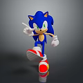 Sonic the Hedgehog Blue Hedgehog With Green Eyes White Gloves Red Shoes In Running Pose