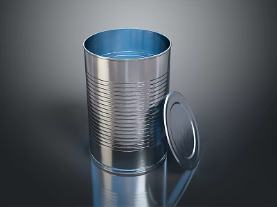 Stainless Steel Open Top Can With Removable Lid For Daily Use 3d model